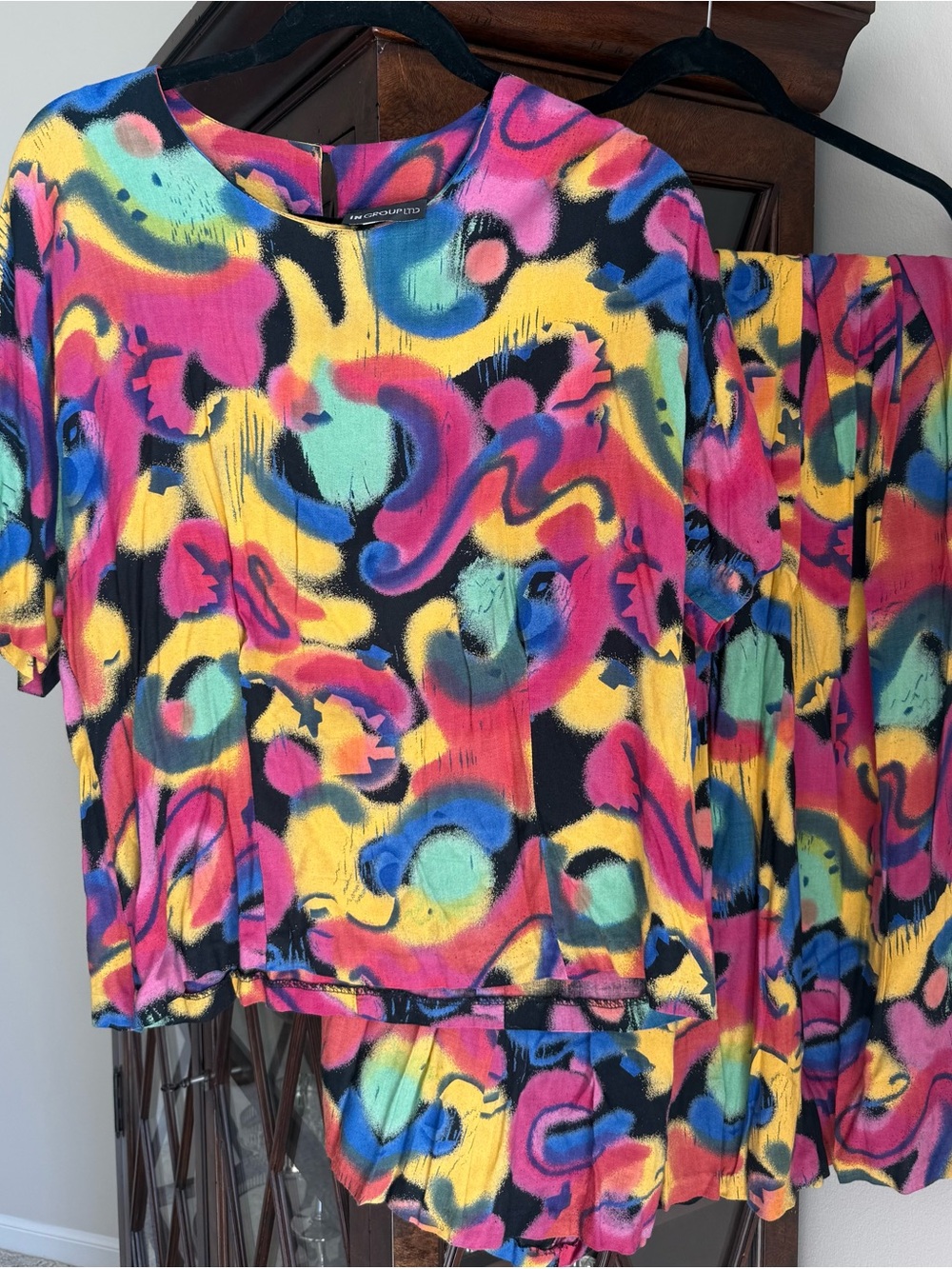 Vintage 80s 90s In Group Ltd Abstract Art Print Matching 2-Piece Pant Set